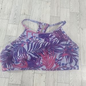 Lululemon Womens Bikini Swimsuit Top Size Medium Purple Leaves